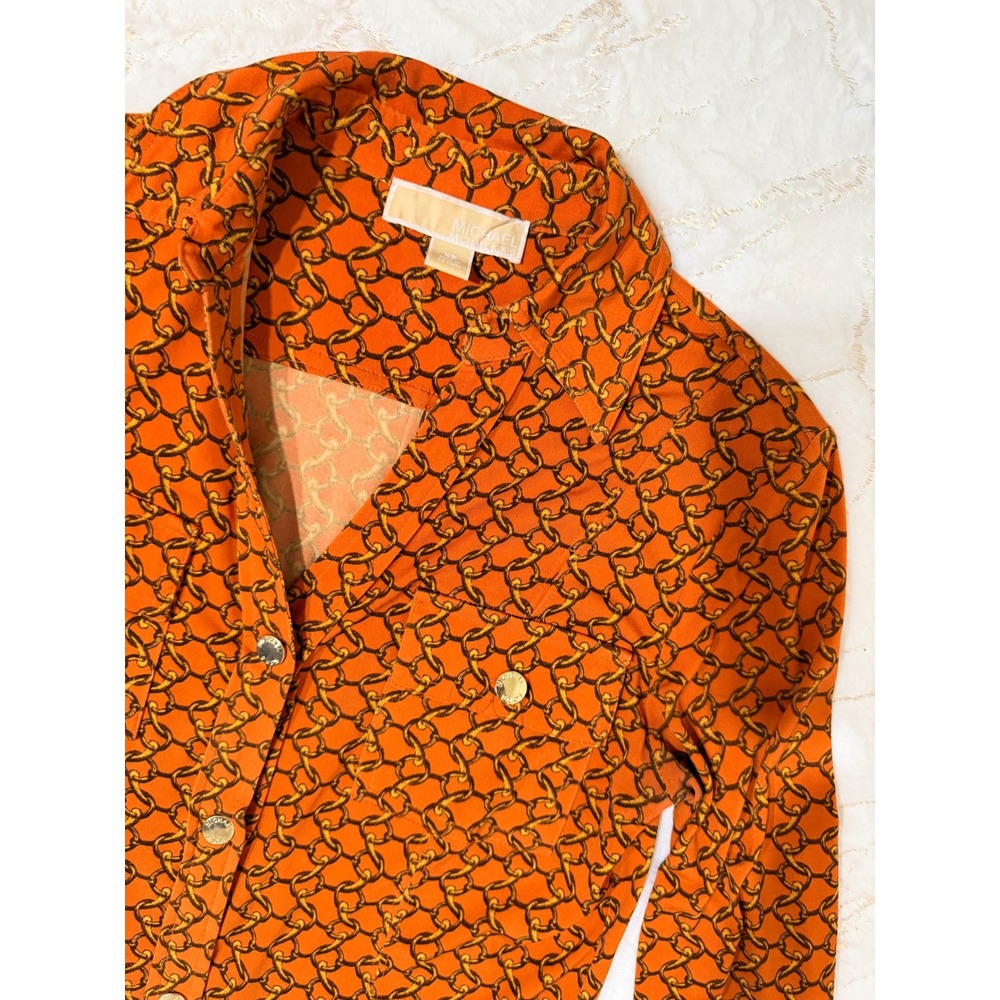 Michael Kors Chain Link Print Button Front Shirt Dress XS - Picture 9 of 9